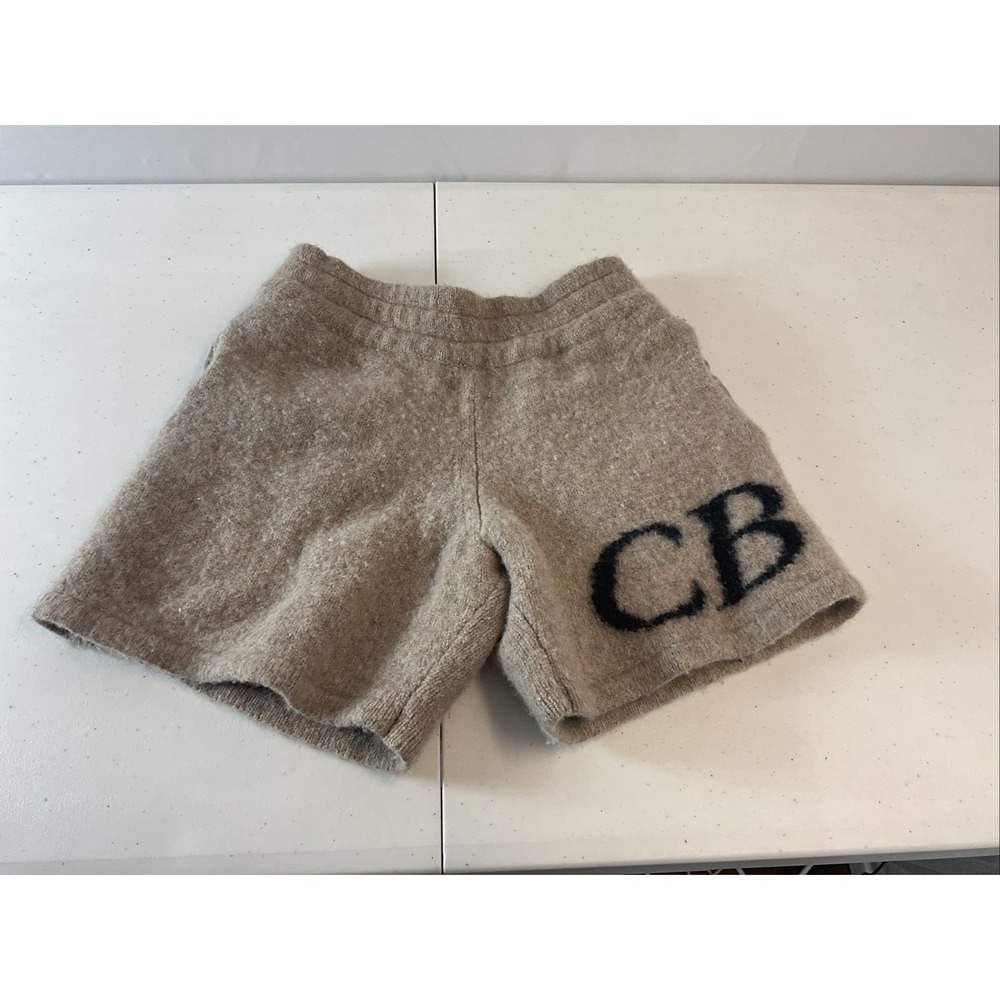 Cole Buxton Mens Tan pull on Wool knit shorts 5.25" Preppy England Logo size S